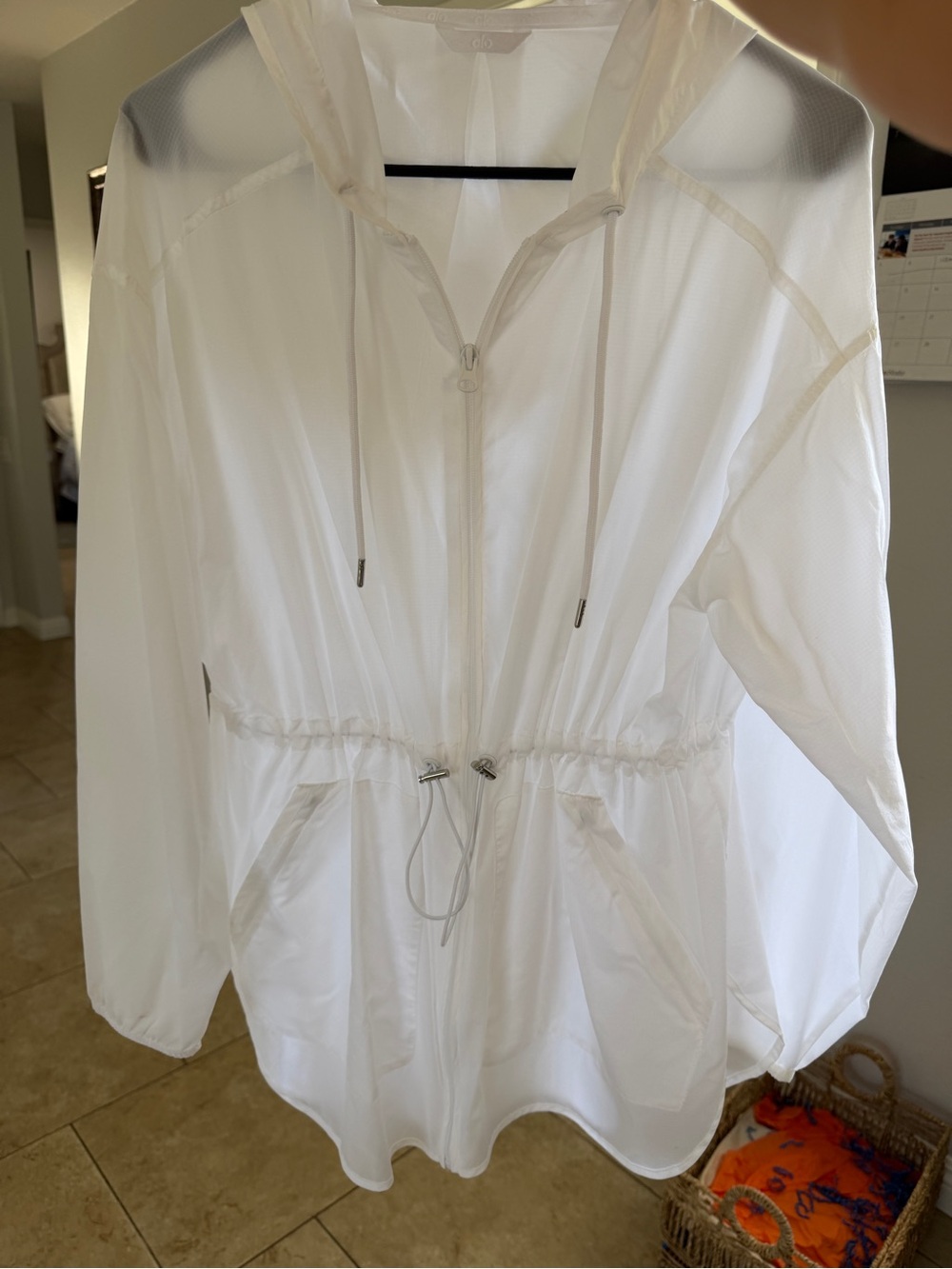 White Lightweight Hooded Windbreaker Jacket ALo